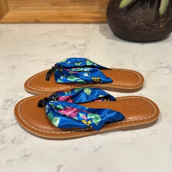 Matilda Jane The Seashore Floral Sandals with backpack flip flops blue size 11 - Picture 2 of 12